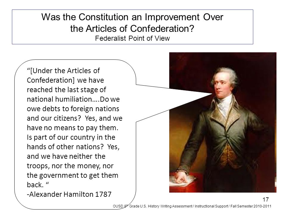 Comparison of The Articles of Confederation and The Constitution